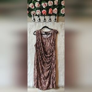 Dana Buchman Ruched Drape Abstract Midi Dress